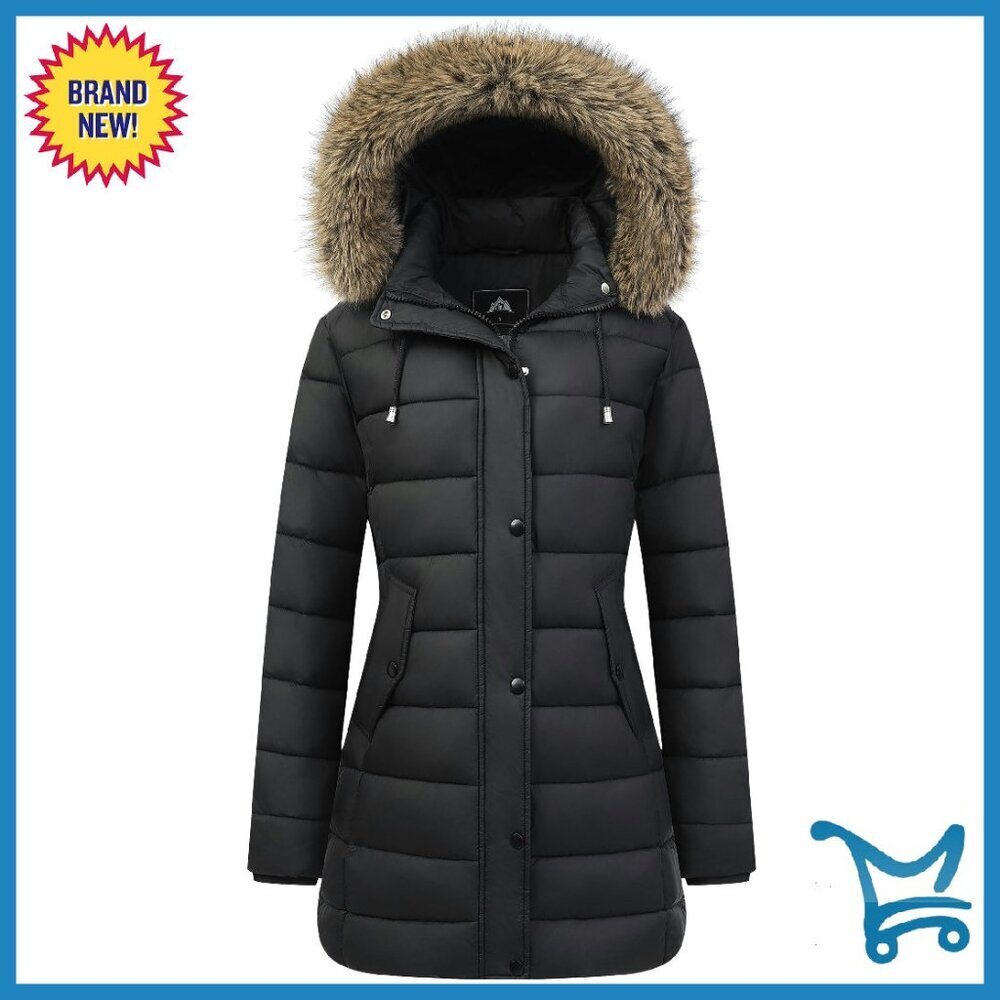 Women's Long Down Puffer Coat Waterproof Parka Removable Hood
